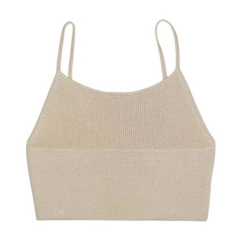 Dion Lee Beige Density Scoop Tank Top Ribbed Knit Crop XS US 2